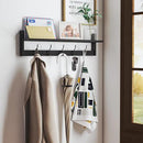 BAMEOS Wall-Mounted Shelf with Hooks - 28.9 Inch Entryway Hanging Shelf with 5 Dual Hooks for Bathroom, Living Room, Bedroom (Black) by CozyNest Decor