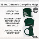 DISCOUNT PROMOS Custom Ceramic Campfire Coffee Mugs 13 oz. Set of 100, Personalized Bulk Pack - Perfect for Tea, Espresso, Cappuccino, Hot Cocoa - Green by TinyTreasures Baby Boutique