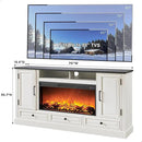 Fireplace TV Stand for 80 Inch TV, 35.7" Tall Farmhouse Entertainment Center W/36'' Electric Fireplace, Media Console with Large Storage Cabinets and Drawers for Living Room, Antique White by CozyNest Decor