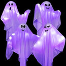 4 Pack Halloween Hanging Ghosts with LED Lights, 27.5 Inch Light Up Ghost Decorations for Indoor Outdoor, Lawn Yard Tree Hanging Halloween Ornaments, Spooky Lighted Party Supplies by CozyNest Decor