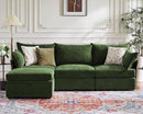 102.6" Modular Sectional Sofa, L Shaped Couch Set for Living Room, 3-Seater Comfy Cloud Couches with Movable Storage Ottoman,DIY Combination - Chenille Green by CozyNest Decor