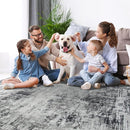 8x10 Area Rugs for Living Room Rug Washable: Modern Large Rug for Dining Room Bedroom Carpet Non Slip 8 by 10 Indoor Abstract Nursery Home Office Black Grey by TinyTreasures Baby Boutique