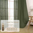 LAMIT Sheer Linen Curtains 40 inch Long for Small Windows, Olive Green Light Filtering Curtains Bronze Grommet Linen Textured Neutral Boho Christmas Drapes for Kitchen/Cafe, 2 Panels, 34 x 40 Inch by CozyNest Decor