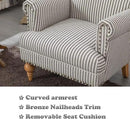chairus Linen Accent Chair for Living Room Set of 2 Upholstered Mid Century Modern Single Sofa Chair with Solid Wood Legs Comfy Reading Armchair for Bedroom/Office Room/Recption/Lounge, Black Stripe by CozyNest Decor