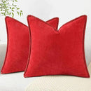 decorUhome Chenille Soft Throw Pillow Covers 18x18 Set of 2, Farmhouse Velvet Neutral Decorative Euro Pillow Covers with Stitched Edge for Couch Sofa Bed Home Decor, Red by CozyNest Decor