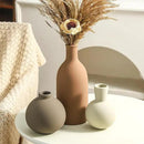 Vase Set of 3 | Ceramic Neutral Vases Home Decor | Rustic Flower Pottery Vases Modern Farmhouse Vase for Table Entryway Mantel Centerpiece Bookshelf Living Room Bathroom Bedroom -Brown Large by GreenHaven Gardens