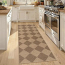 Lahome Checkered Easy Jute Runner Rug, 2x6 Kitchen Mats for Floor Non Slip Washable Entryway Runner, Checkerboard Nature Indoor Outdoor Carpet for Hallway 6ft Entry by CozyNest Decor