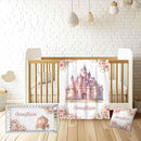 Personalized Baby Girl Crib Bedding Set – Custom Name Princess Castle 3-Piece Nursery Set with Soft Flannel Blanket, Fitted Sheet & Pillowcase – Infant & Toddler Bedding Gift by TinyTreasures Baby Boutique