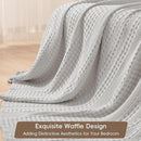 PHF 100% Cotton Waffle Weave Blanket Queen Size, Soft Lightweight Breathable Cozy Summer Blankets for Bed, Luxury Aesthetic Woven Bedding for Home Decor, 90"x90", Light Grey by CozyNest Decor