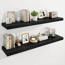 Marsmiles 48" Floating Shelves for Wall, Wooden Shelves with Invisible Brackets Set of 2, Rustic Farmhouse Wall Mounted Shelf for Kitchen Bathroom Living Room Study, Black by CozyNest Decor