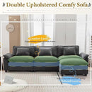 URRED Modular Sectional Sofa Comfy Cloud Couch, Modern Velvet Sofa Sleeper Deep Seat Couches with Ottoman/Pillows for Living Room (Dark Gray, 117''- L Shape) by CozyNest Decor
