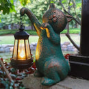 JOYBEE Garden Statues Cat with Solar Lantern Outdoor Decor-Cat Solar Figurines Lights Decorations for Patio Yard Lawn Ornaments-Gifts for Birthday Easter Housewarming