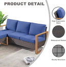 Outdoor Wicker Patio Furniture Set - 5 Piece Patio Conversation Set with 2 Wicker Armrest Chairs,2 Rattan Ottoman and 1 Couch,Sturdy Frame,Thick Cushions,Deep Seating(Brown/Blue) by CozyNest Decor