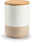 vancasso Sabine Large Ceramic Canister with Airtight Wood Lid - 74 oz Kitchen Food Storage Jar for Flour, Sugar, Coffee, Tea & Spices - Big Capacity Countertop Jar by CozyNest Decor