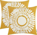 HWY 50 Mustard Yellow Decorative Throw Pillow Covers 18x18 Inch, Pack of 2 Embroidered Cotton Farmhouse Cushion Cover Pillow Case for Sofa Couch Living Room Bed Bedroon, Sunflower Design by CozyNest Decor