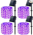JMEXSUSS 4 Pack Purple Solar String Lights Outdoor Waterproof, 100 LED 33ft Purple Solar Fairy Lights, 8 Modes Copper Wire Christmas Light for Halloween Christmas Garden Yard Tree Decor by GreenHaven Gardens