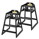 Alpine Wooden High Chairs for Babies and Toddlers with Safety Strap, Commercial Grade Restaurant High Chair, Durable Wood Space Saver Baby Feeding Chair, Ideal for Dining Spaces (2 Pack, Black) by TinyTreasures Baby Boutique