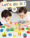 Montessori Toys for 1 2 Year Old Girl and Boy Birthday Gifts, Shape Sorter Wooden Toys for Toddlers Age 1-3 2-4, Learning Educational Sensory Stacking Toddler Puzzles by TinyTreasures Baby Boutique
