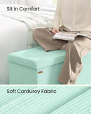 SONGMICS MAZIE Collection - Storage Ottoman Bench, Foldable Foot Rest, 15 x 43 x 15 Inches, End of Bed Bench, Storage Chest, Load 660 lb, Living Room, Bedroom, Entryway, Moonlight Green ULSF604C01 by CozyNest Decor
