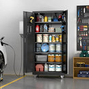 71" H×34" W×18" D Metal Garage Storage Cabinet with Wheels & Pegboard, Lockable Metal Storage Cabinets with 2 Doors&5 Adjustable Shelves for Garage&Home,Assembly Required,Black
