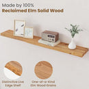 Floating Shelves for Wall Decor, Rustic Solid Elm Wood Live Edge Floating Shelves Wall Mounted, Wall Shelves with Invisible Bracket for Living Room Bathroom Bedroom Kitchen, 48 Inch, Natural by CozyNest Decor