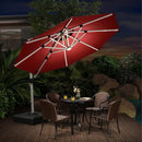 PURPLE LEAF 10ft Solar powered LED Patio Umbrella Outdoor Round Umbrellas Large Cantilever Umbrella with LED lights Windproof Offset Umbrellas Heavy Duty Sun Umbrella for Garden Deck Pool Patio, Terra by GreenHaven Gardens