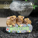 Solar Rabbits with Welcome Sign - Outdoor Bunny Decor with Solar LED Lights - Rabbit Garden Decor & Outdoor Light-Up Gifts for Women, Moms or Birthdays by GreenHaven Gardens