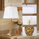 Vintage Table Lamps Set of 2, 28.5'' Tall Antique Gold Bedside Lamps with Fabric Shades, USB A+C Charging Ports & Night Light, Farmhouse Nightstand Lamps for Bedroom Living Room Office (Bulb Included) by CozyNest Decor