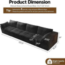 157.5" 4-Seater Cloud Sofa,Modular Sectional Couch,Modern Deep Seat Upholstered Couches with Plush Corduroy Fabric for Living Room Furniture,Bedroom and Apartment,No Assembly Required,Black by CozyNest Decor