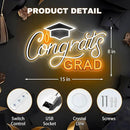 SELICOR Congrats Graduation Neon Sign with Cap - 15" x 8", Adjustable LED Light Up Sign for Prom Party, Photos, Class of 2025 Celebrations, Graduation Gift for Dorm Backdrop Room Decor by CozyNest Decor