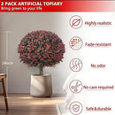 Fall Artificial Boxwood Topiary Ball Tree Bushes with Ground Spike, Set of 2 Outdoor Faux Shrub Topiary Ball, 24" UV Resistant Fake Boxwood Plants for Potted Planter,Indoor,Autumn by GreenHaven Gardens