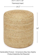 REDEARTH · Cylindrical Pouf Ottoman - Braided Pouffe Accent Sitting Round Footrest for Living Room, Bedroom, Nursery, kidsroom, Patio, Gym; 100% Jute Set of 2 (14.5"X14.5"X16"; Natural) by CozyNest Decor
