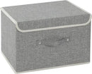 Storage Boxes, Collapsible Storage Bins with Lids, Cotton and linen cloth Storage Baskets with Handle, for Books, Closet, Bedroom, Home, 15x9.8x9.8 in, Grey by CozyNest Decor