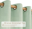 LAMIT Semi Sheer Linen Curtains 45 Inches Long, Light Filtering Panels Bronze Grommet Neutral Drapes for Kitchen/Window/Bedroom, Fresh Green, 2 Panels, 52 x 45 Inch by CozyNest Decor