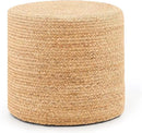 Handwoven Ottoman Pouf, Natural Water Hyacinth Footstool, Round Braided Outdoor Seat with Sturdy Frame, Boho Accent Stool for Patio, Balcony, or Garden (Natural) by CozyNest Decor