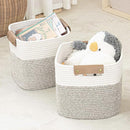 danpinera 11 Inch Storage Baskets, Woven Baskets for Organizing, 3 Pack Storage Cubes for Shelves, Closet, Nursery with Removable Leather Handles, White & Mixed Brown by TinyTreasures Baby Boutique