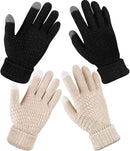 Geyoga 2 Pairs Women's Winter Touch Screen Gloves Soft Warm Fleece Lined Knit Elastic Cuff Winter Texting Gloves by TinyTreasures Baby Boutique