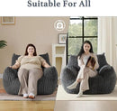 Giant Plush Bean Bag Chair for Adults with Armrests - Oversized Comfy Grey Beanbag Lounge Lazy Floor Sofa Accent Chair for Living Room, Bedroom & Dorm, Cozy Fluffy Single Cloud Mini Couch by CozyNest Decor