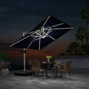 PURPLE LEAF 9 Feet Double Top Deluxe Solar Powered LED Square Patio Umbrella Offset Hanging Umbrella Outdoor Market Umbrella Garden Umbrella, Navy Blue by GreenHaven Gardens