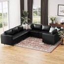 118.5" Faux Leather Modular Sectional Sofa, U Shaped Couch Set for Living Room, Large 8-Seater Comfy Cloud Couches with Storage Seat DIY Combination - Black by CozyNest Decor