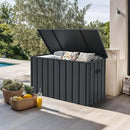 PURPLE LEAF Outdoor Deck Box 120 Gallon Waterproof Lockable Storage Box Container with Lid Deck Organization for Patio Cushions Side Table Pool Accessories Garden Tools, Gray by CozyNest Decor