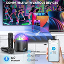 Karaoke Machine with Disco LED Lights for Adults Kids, Portable Bluetooth Speaker with 2 Wireless Microphone Toys Gifts for Girls Boys Birthday Family Home Party by TinyTreasures Baby Boutique