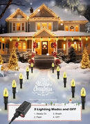 C9 Christmas Pathway Lights Outdoor, 45Ft 40 LED Christmas String Lights with Stakes, 4 Light Modes, Waterproof Connectable Christmas Decorations for Outside Lawn Yard Sidewalk Driveway, Warm White by GreenHaven Gardens