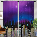 Superhero Rod Pocket Blackout Curtains for Boy Girl Bedroom, Super City Skyline Buildings Night Panorama Thermal Insulated Home Window Drapes for Living Room Darkening, 84x72 inch by TinyTreasures Baby Boutique