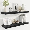 Fun Memories Floating Shelves for Wall, 32 Inch Rustic Wood Wall Mounted Shelves for Bathroom, Bedroom, Kitchen, Living Room, Deep Floating Shelves for Storage & Home Decor (Black, Set of 2) by CozyNest Decor