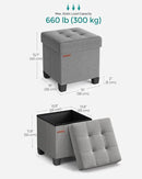 SONGMICS Storage Ottoman, Small Ottoman Foot Rest with Legs, 15 x 15 x 15.7 Inches Foot Stool, Load up to 660 lb, for Living Room, Bedroom, Dorm, Dove Gray ULSF014G02 by CozyNest Decor