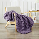 WESHIONGOO Chunky Knit Blanket Throw 40"×40" Knitted Throw Blankets for Couch Bed Fluffy Soft Blanket with Jumbo Chenille Yarn Thick 100% Handmade(Purple) by CozyNest Decor