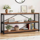 LVB Rustic Entryway Table, Industrial Extra Long Hallway Sofa Table, Wood Metal Narrow Console Table with Storage Shelf, Modern Skinny Couch Table for Foyer Living Room Bedroom, Rustic Brown, 70 Inch by CozyNest Decor