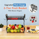 ANTOPY 2 Tier Fruit Basket with 2 Banana Hangers, Countertop Fruit Vegetable Basket Bowl for Kitchen Counter Metal Mesh Basket Fruits Stand Produce Holder Organizer for Onion Potato Bread Snack Veggie by CozyNest Decor