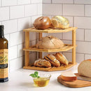 Cabinet Organizer Shelf - Bamboo Corner Rack for Kitchen Counter, Cabinet Space Saver for Plates, Dishes, Bowls, Bread - Pantry and Bathroom Storage or Countertop - Useful Home & Housewarming Gift by CozyNest Decor